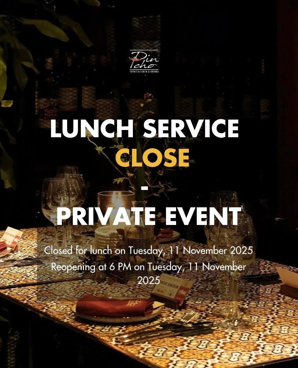 TEMPORARY CLOSURE FOR LUNCH ON 11/11